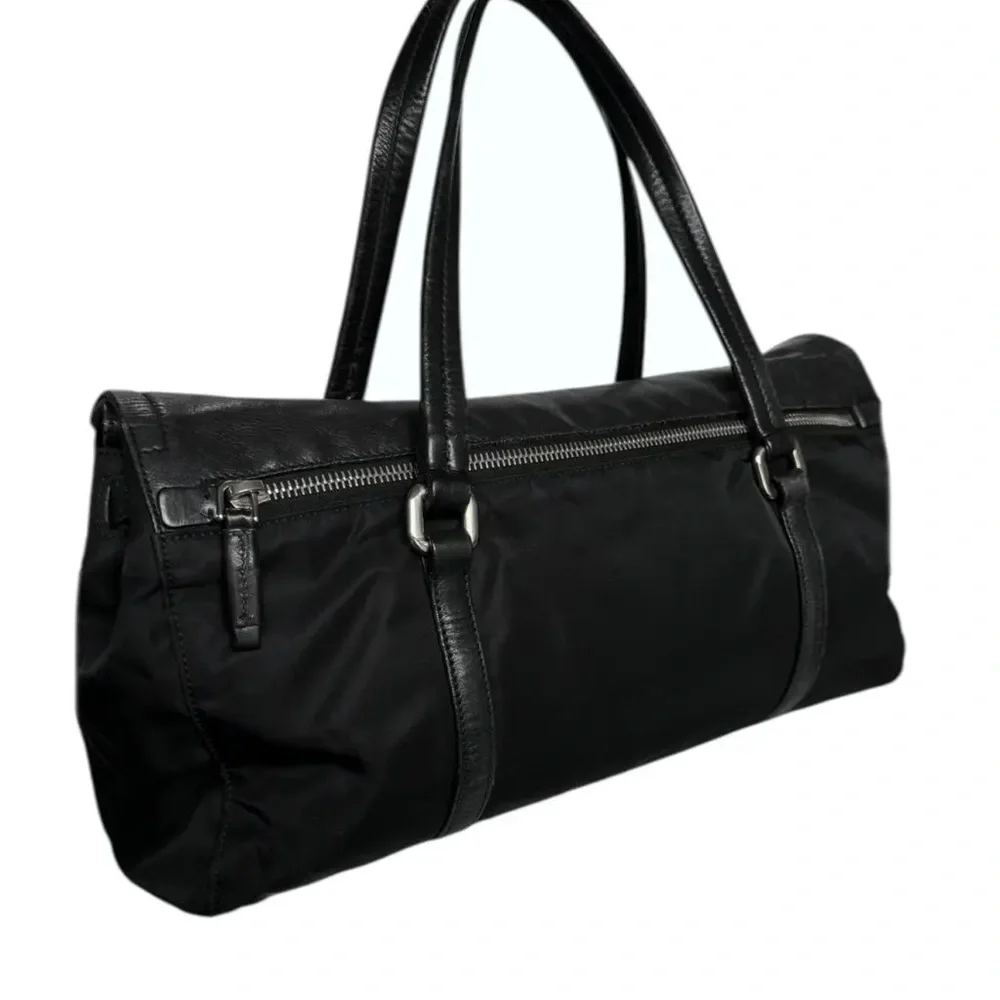Prada BR1324 Tessuto + Nappa Nylon & Leather Satchel Bag – Black - Picture 5 of 6